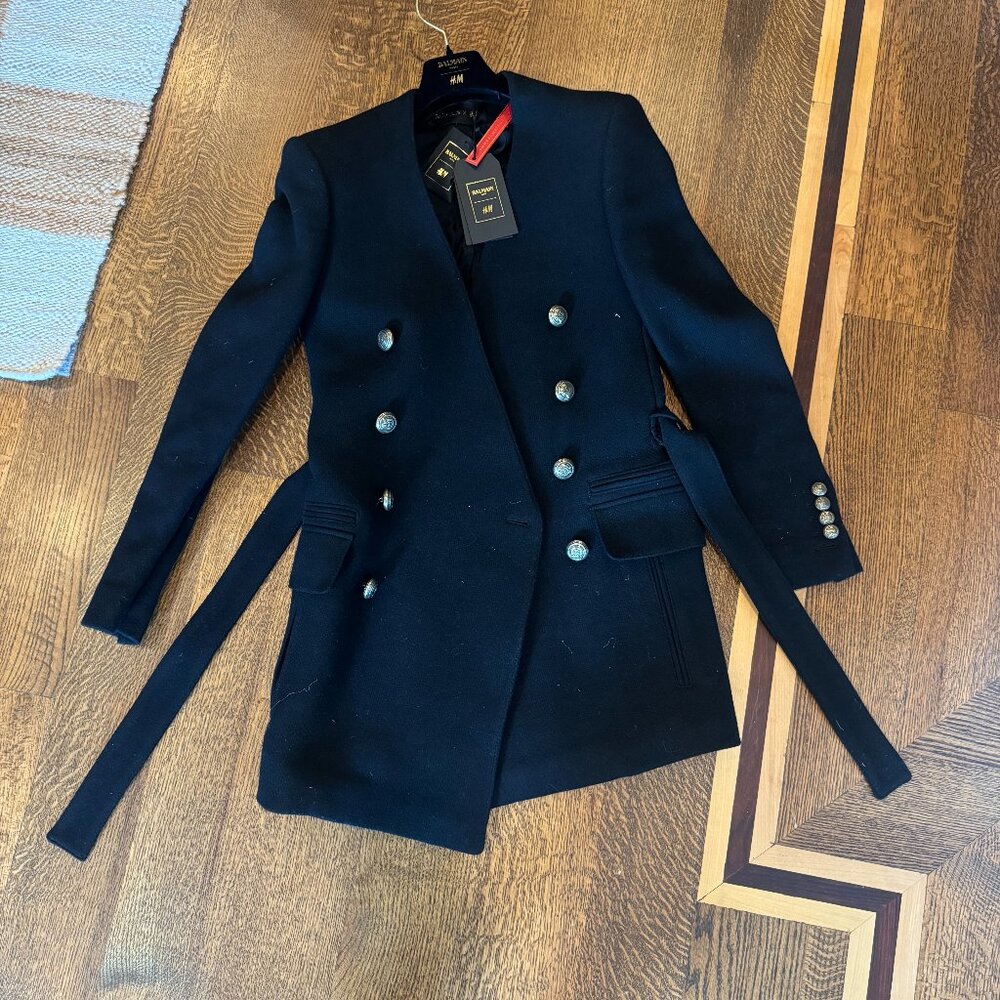 [NWT] Balmain for H&M Wool Military Coat | Size 34R